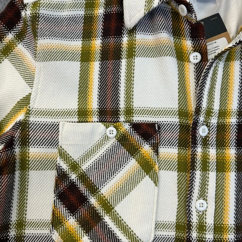 The North Face‎ Valley Twill Flannel Shirt Mens M Olive Yellow White Plaid NWT